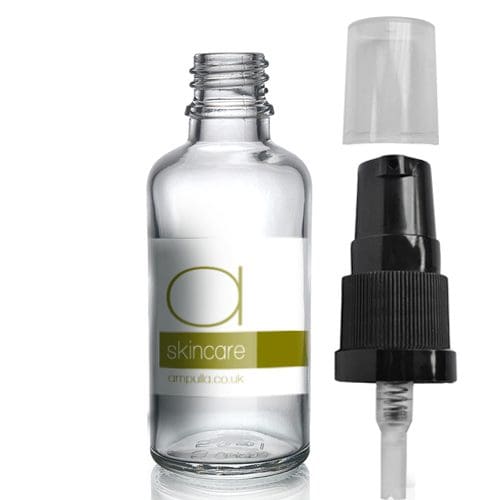 50ml Clear Glass Skincare Bottle With Lotion Pump