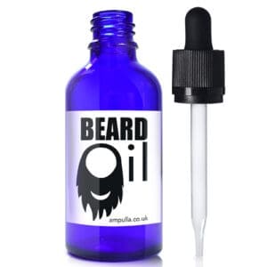 50ml Blue Glass Beard Oil Bottle With CRC Glass Pipette