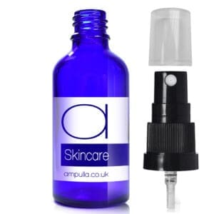50ml Blue glass skincare bottle with spray