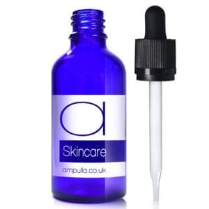 50ml Blue Glass Skincare Bottle With CRC Glass Pipette