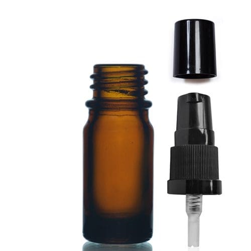 5ml Amber Glass Dropper Bottle w Black over cap