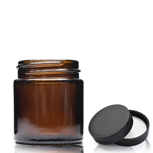 60ml Amber Glass Cosmetic Jar With Black Cap