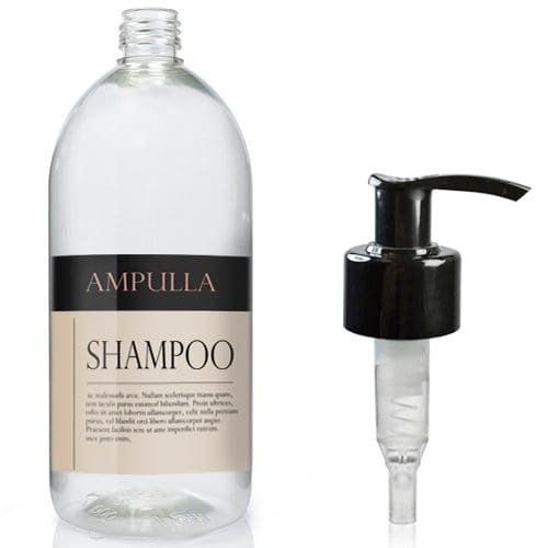 1000ml Clear 50 rPET Refillable Shampoo Bottle With Lotion Pump