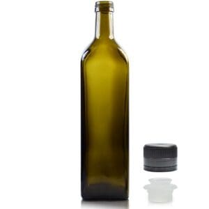 1000ml Glass Marasca Bottle With Black Pour Cap