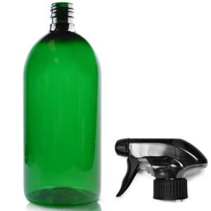 1000ml green PET Sirop bottle W black trigger