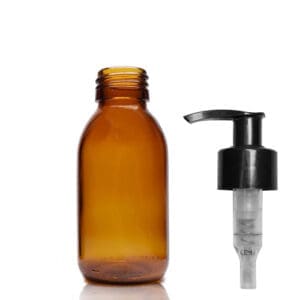 100ml Amber Glass Medicine Bottle With Lotion Pump