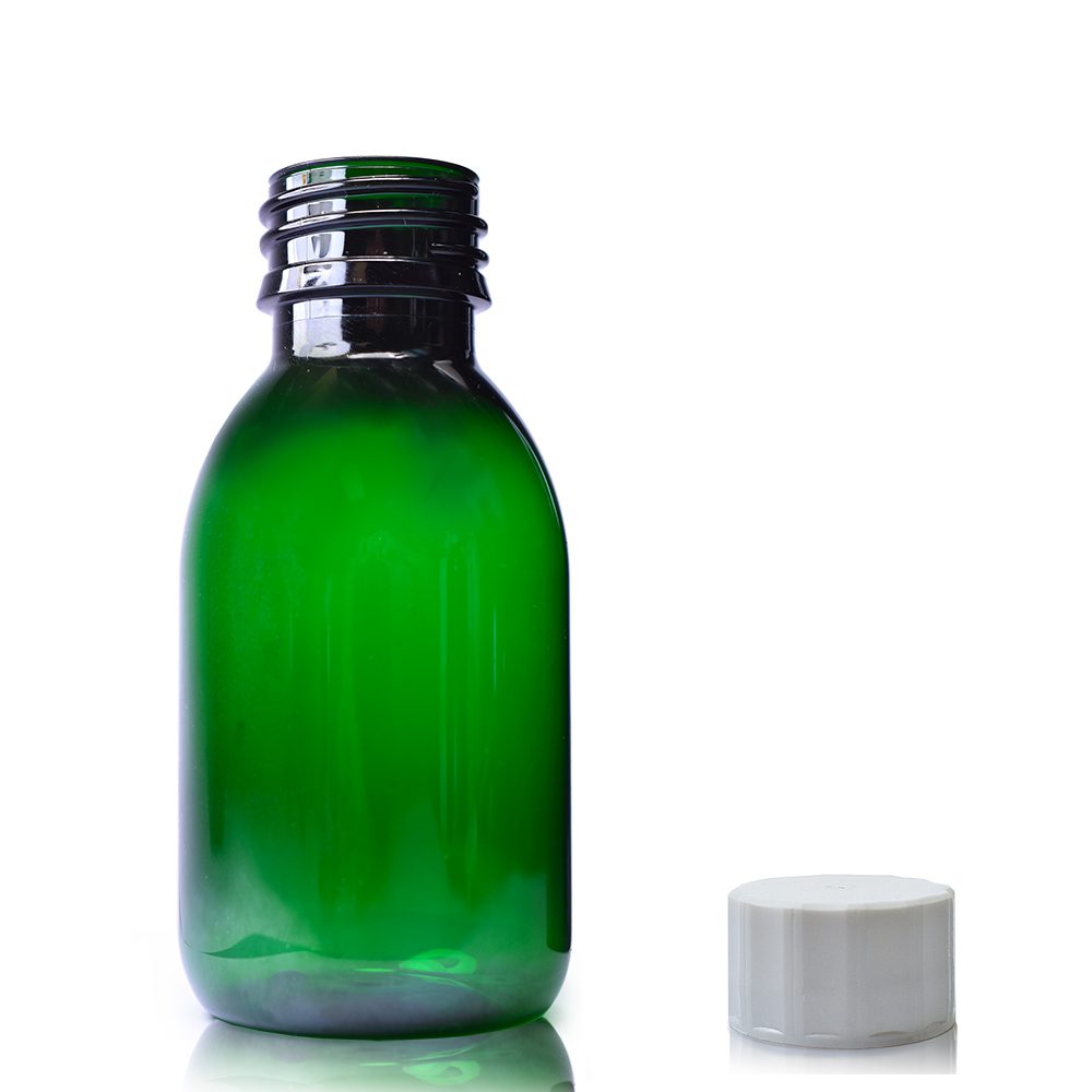 100ml Green PET Sirop Bottle With Screw Cap