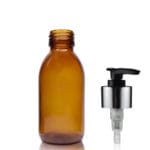 125ml Amber Glass Medicine Bottle With Luxury Lotion Pump