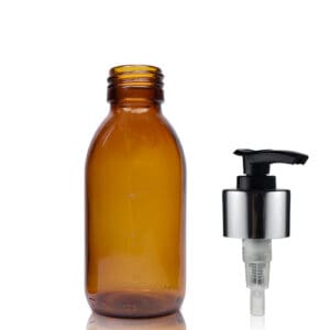 125ml Amber Glass Medicine Bottle With Luxury Lotion Pump