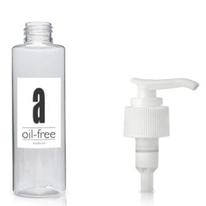 150ml Clear PET Plastic Tubular Bottle & White Lotion Pump