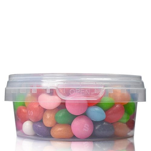 165ml Clear Plastic Food Pot with T/E Lid filled