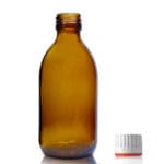 250ml Amber Glass Medicine Bottle With (Red Band) T/E Cap