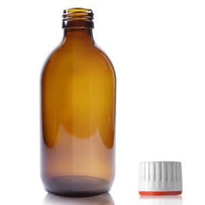 300ml Amber Glass Medicine Bottle With (Red Band) T/E Cap