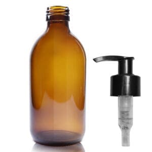 300ml Amber Glass Medicine Bottle With Lotion Pump