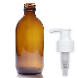 300ml Amber Glass Medicine Bottle With Lotion Pump