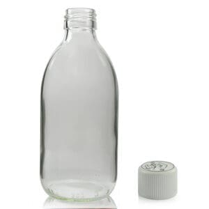 300ml Clear Glass Medicine Bottle With Child Resistant Cap