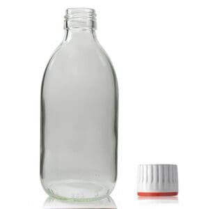 300ml Clear Glass Medicine Bottle With Tamper Evident Cap