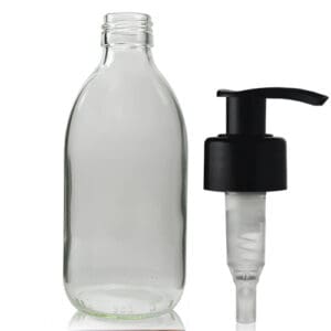 300ml Clear Glass Syrup Bottle With Lotion Pump