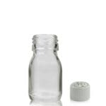30ml Clear Glass Medicine Bottle With White CR Cap