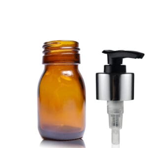 30ml Amber Glass Medicine Bottle With Luxury Lotion Pump