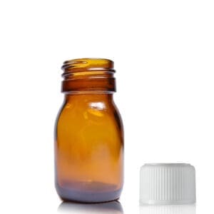 30ml Amber Glass Medicine Bottle With White CR Cap