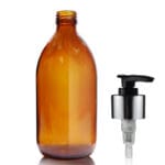 500ml Amber Glass Medicine Bottle With Luxury Lotion Pump