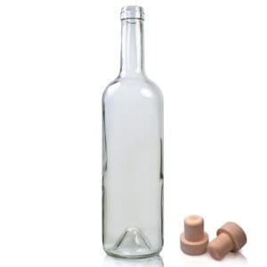 750ml Clear Glass Bottle With Cork