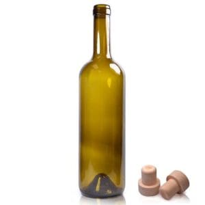 750ml Green Glass Wine Bottle With Cork
