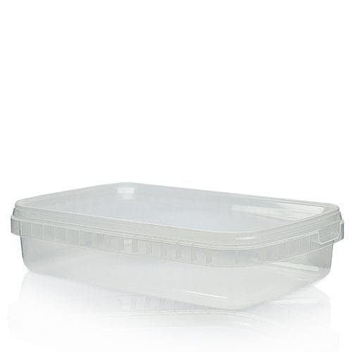 750ml Clear Plastic Rectangle Food Pot with T/E Lid