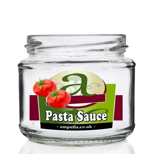 200ml Squat Clear Glass Pasta Sauce Jar