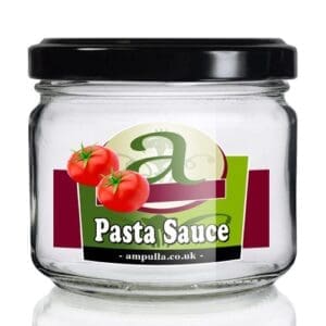 300ml Squat Clear Glass Pasta Sauce Jar With Lid