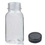 75ml Clear PET Shot Bottle With Black Cap
