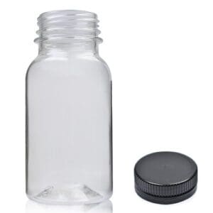 75ml Clear PET Shot Bottle With Black Cap