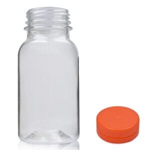 75ml Clear PET Shot Bottle With Orange Cap