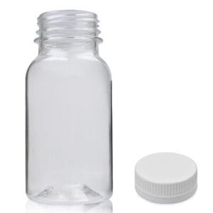 75ml Clear PET Shot Bottle With White Cap