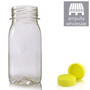 125ml Plastic juice bottle w yellow cap wholesale