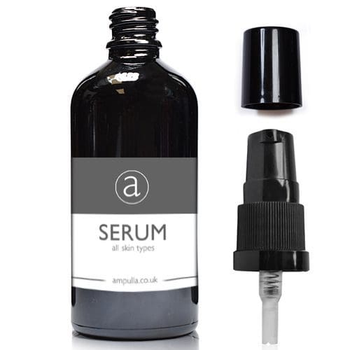 100ml Black Glass Serum Bottle With Pump