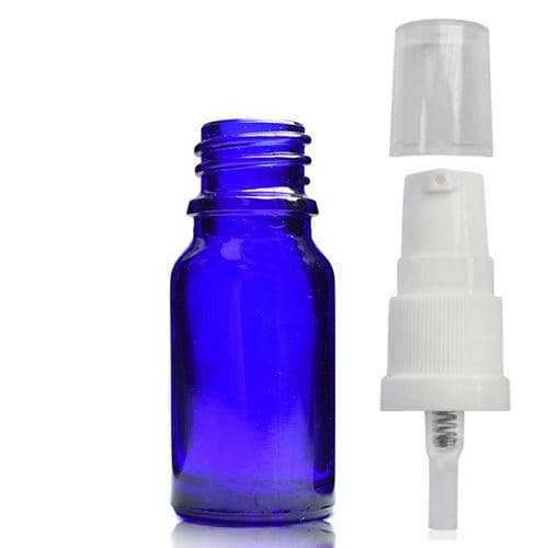 10ml Blue Glass Serum Bottle With Lotion Pump