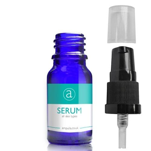 10ml Blue Glass Serum Bottle With Lotion Pump