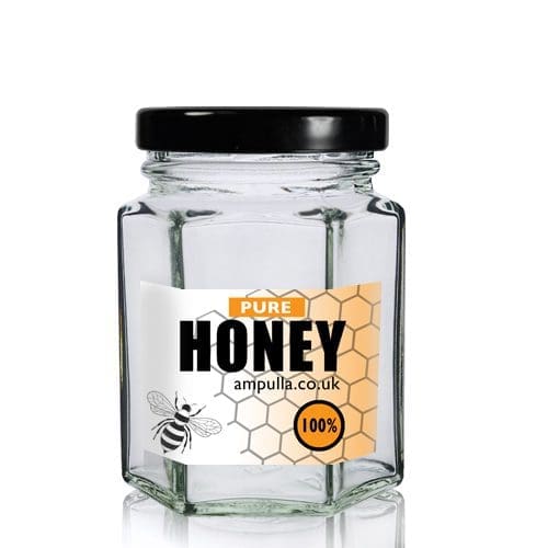 110ml Hexagonal Glass Honey Jar With Lid