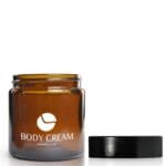 120ml Amber Glass Cream Jar With Black Urea Cap