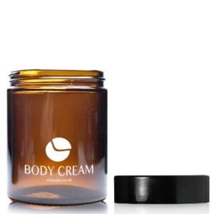 180ml Amber Glass Cream Jar With Black Urea Cap