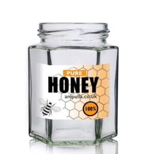 190ml Hexagonal Clear Glass Honey Jar