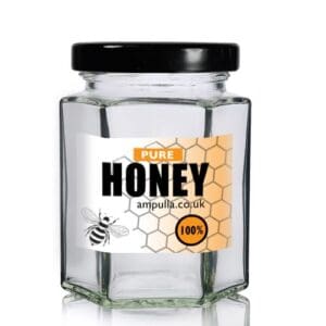 190ml Hexagonal Clear Glass Honey Jar With Lid