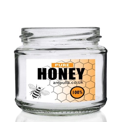 200ml Squat Clear Glass Honey Jar