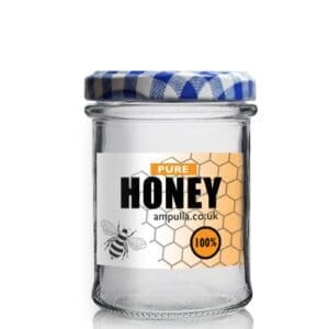 212ml Clear Glass Honey Jar With Patterned Lid