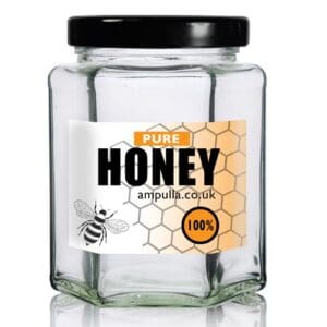 280ml Hexagonal Clear Glass Honey Jar With Lid