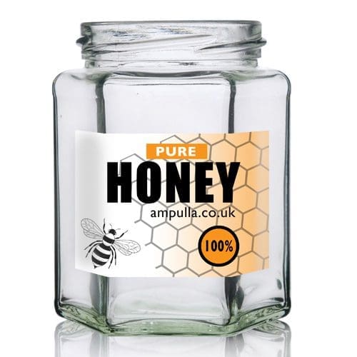 280ml Hexagonal Clear Glass Honey Jar