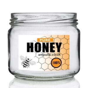 300ml Squat Clear Glass Honey Jar