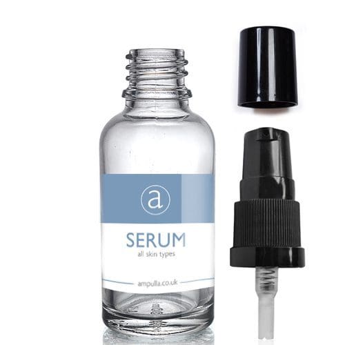 30ml Clear Glass Serum Bottle With Lotion Pump